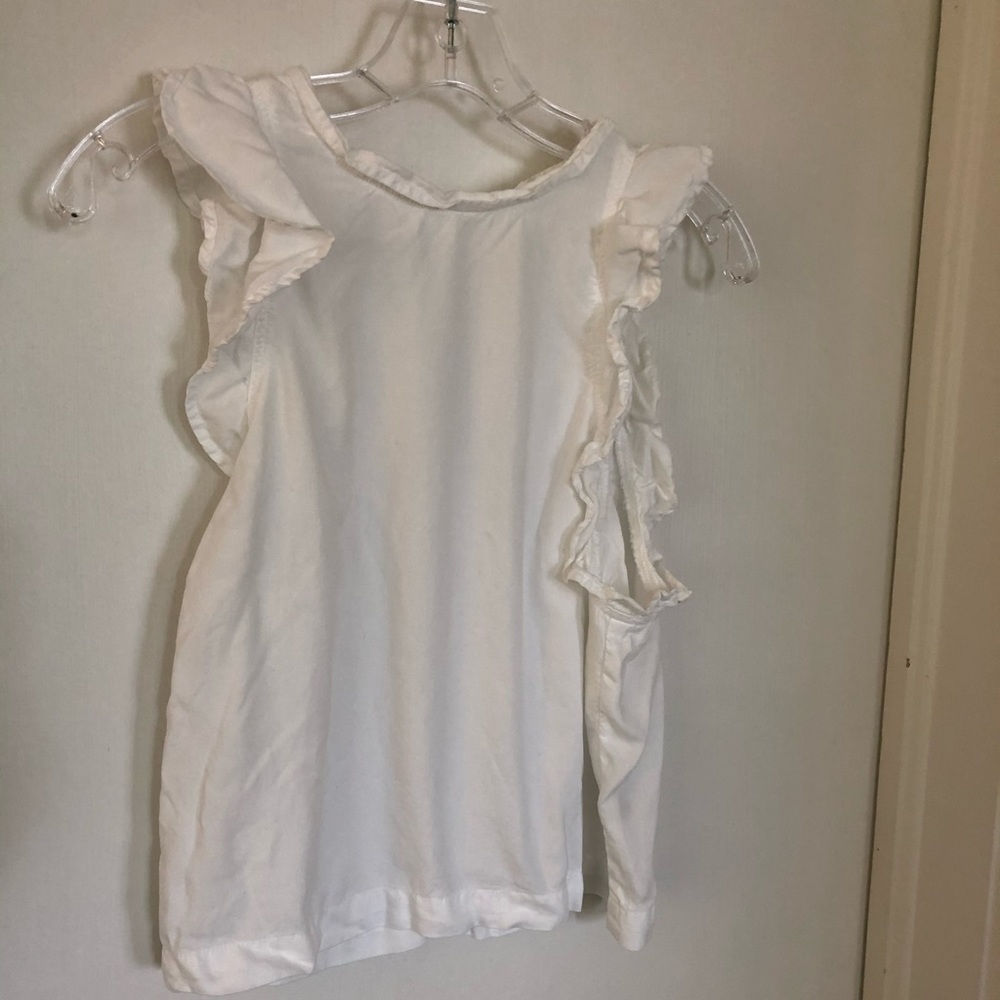 Anthropologie Bella Dahl white ruffle blouse M